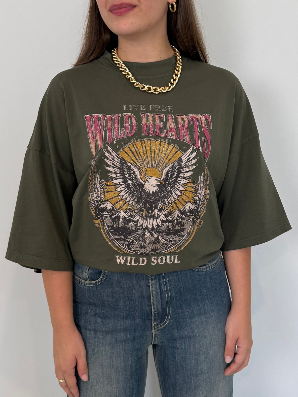 SusyMix - T-shirt over con aquila verde