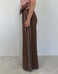 Haveone - Pantalone in cupro con banda moro