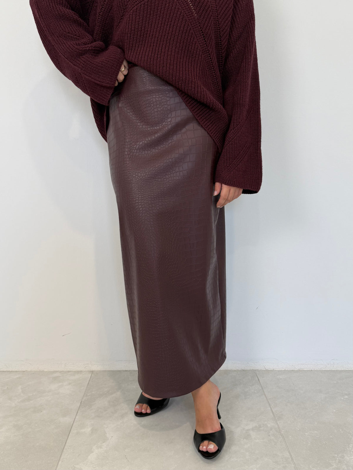 Haveone - Gonna ecopelle cocco bordeaux