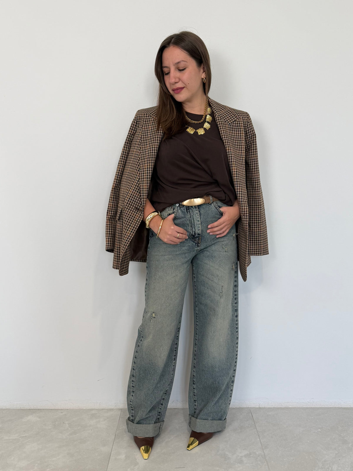 Haveone - blazer check moro e blu