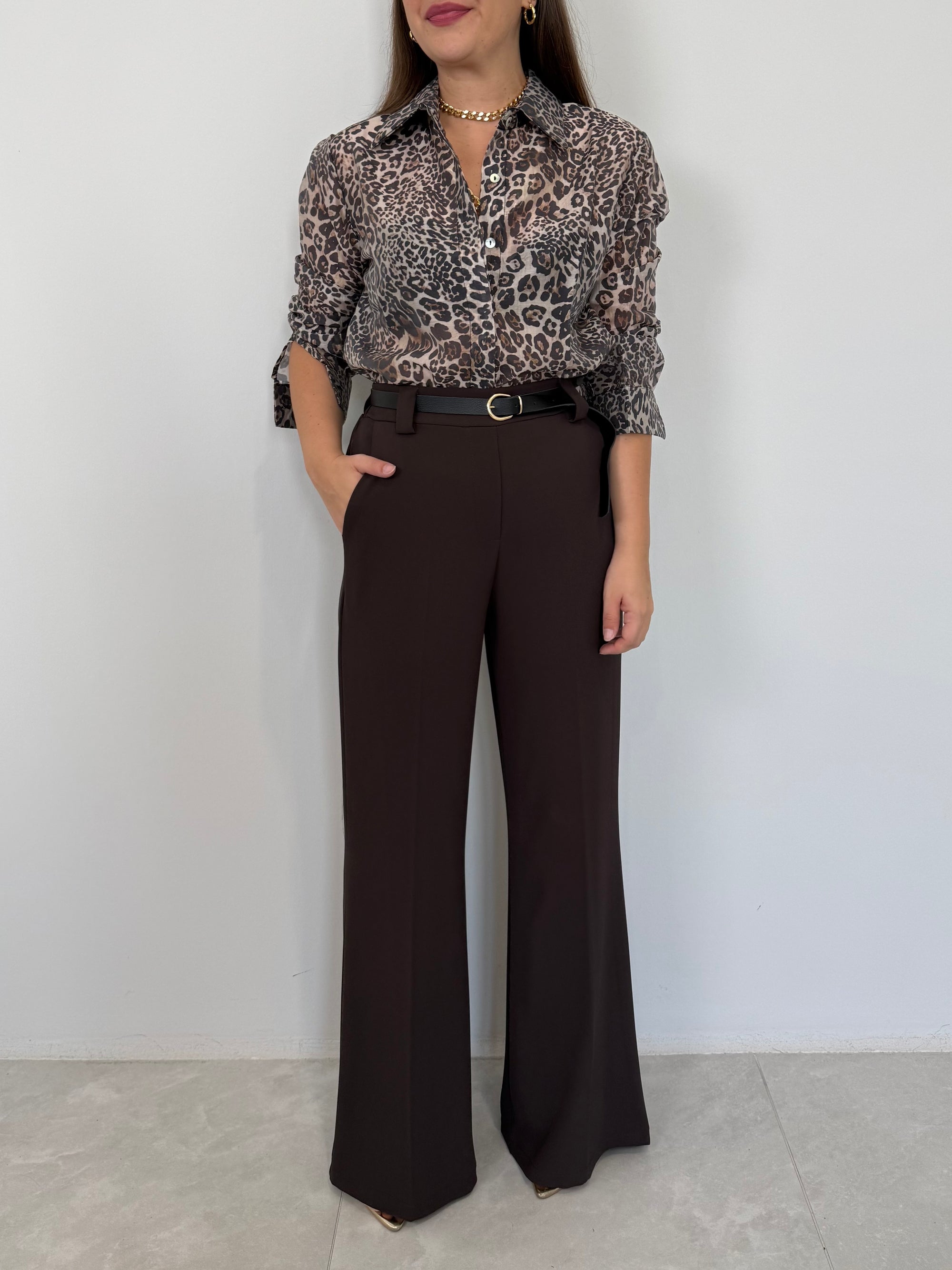 SusyMix - Pantalone fluido flare moro