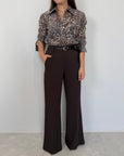 SusyMix - Pantalone fluido flare moro