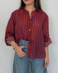 Haveone - Camicia righe fini mattone