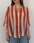 Haveone - Camicia righe larghe papaya