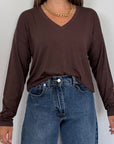 SusyMix - Maglia scatola scollo V moro