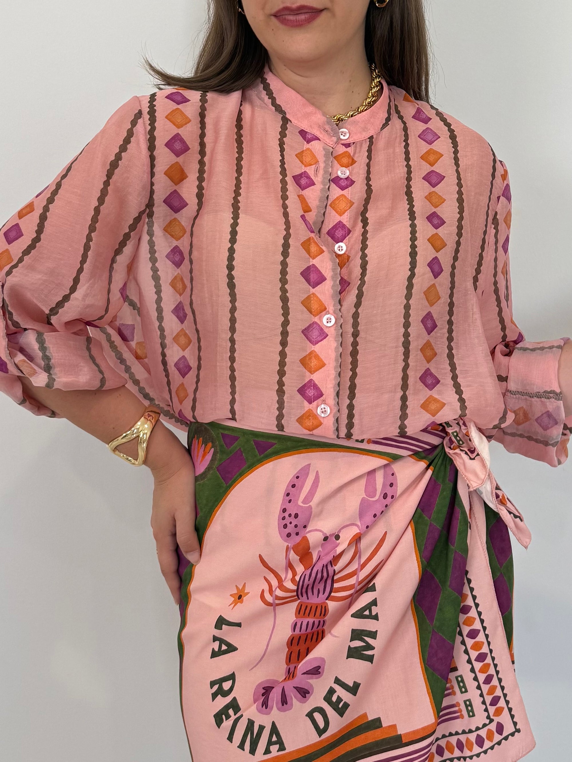 Haveone - Camicia con fantasia rombetti