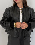 Haveone - Bomber in ecopelle nero