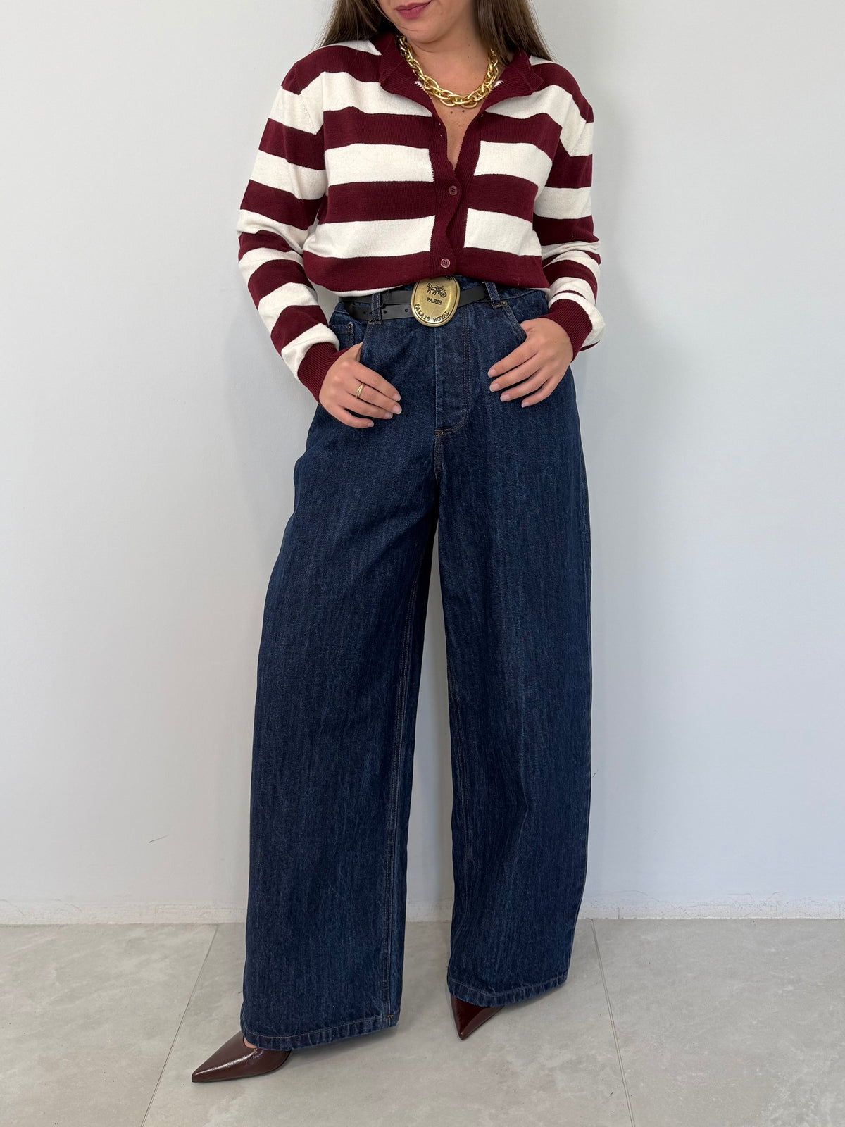 Tensione In - Jeans lavaggio unito con cintura