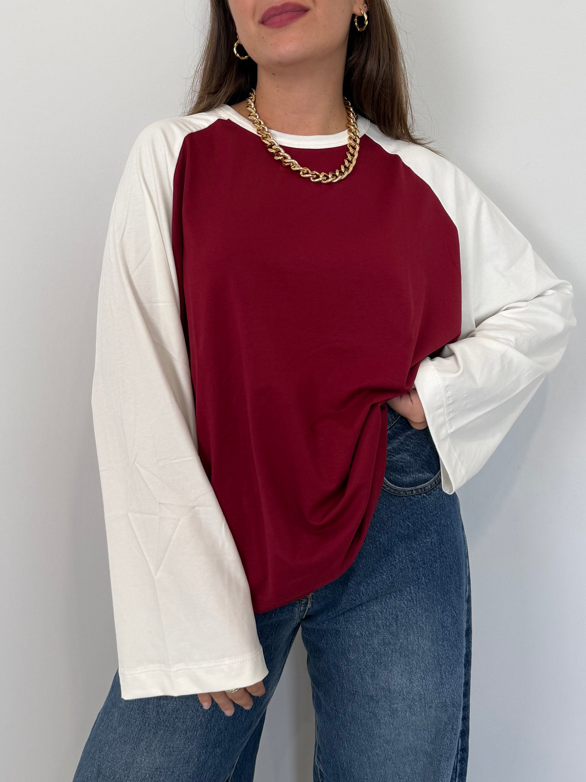 Haveone - Maglia street Bicolor bordeaux