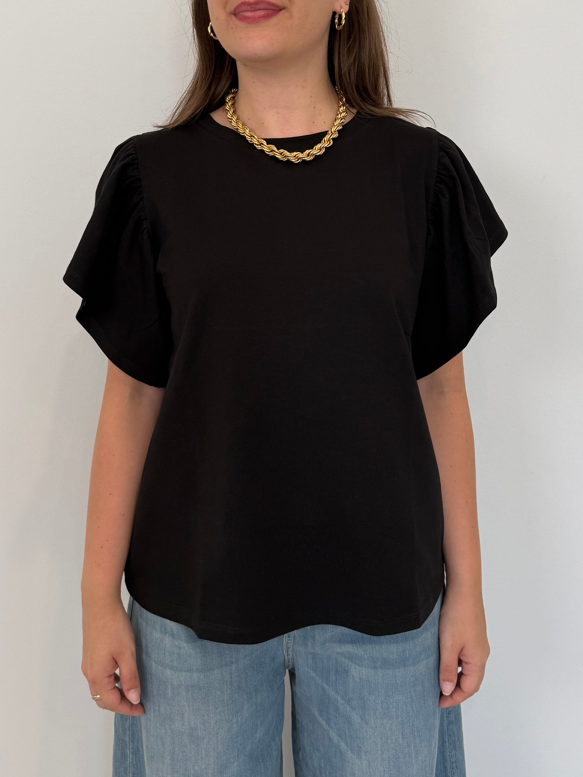 SusyMix - T-shirt con balzine nera