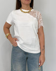SusyMix - T-shirt con pizzo superiore