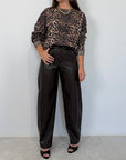 SusyMix - Pantalone similpelle no stellina moro