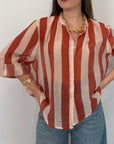 Haveone - Camicia righe larghe papaya