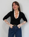 Haveone - Maglia con pizzo nera