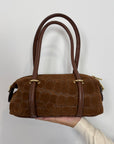 Civico23 - Borsa a spalla in vera pelle cocco cioccolato