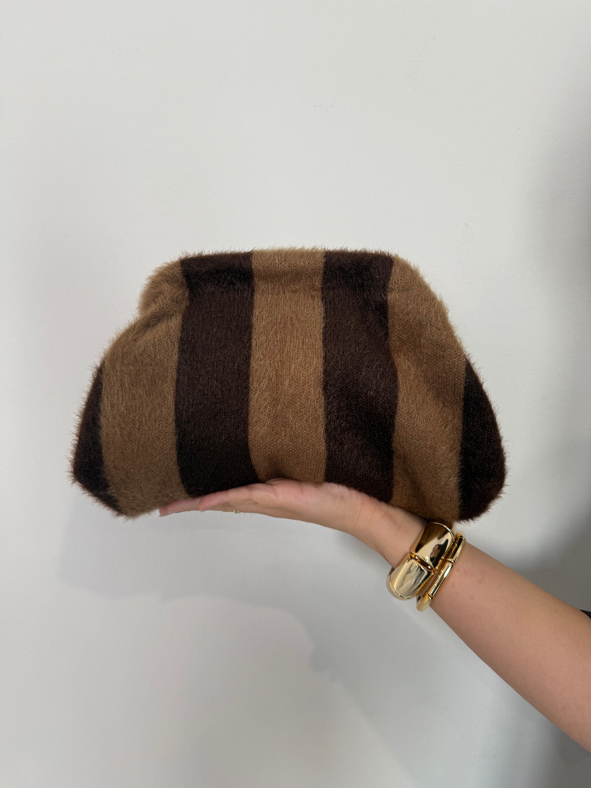 Civico23 - Borsa pouf righe moro/tabacco