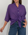 Tensione in - Camicia in mussola di cotone viola