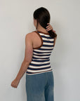Haveone - Canotta righe blu contrasto moro