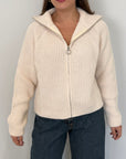 Haveone - Cardigan con zip panna