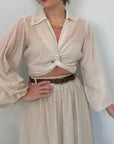 Haveone - Camicia crop con nodo beige