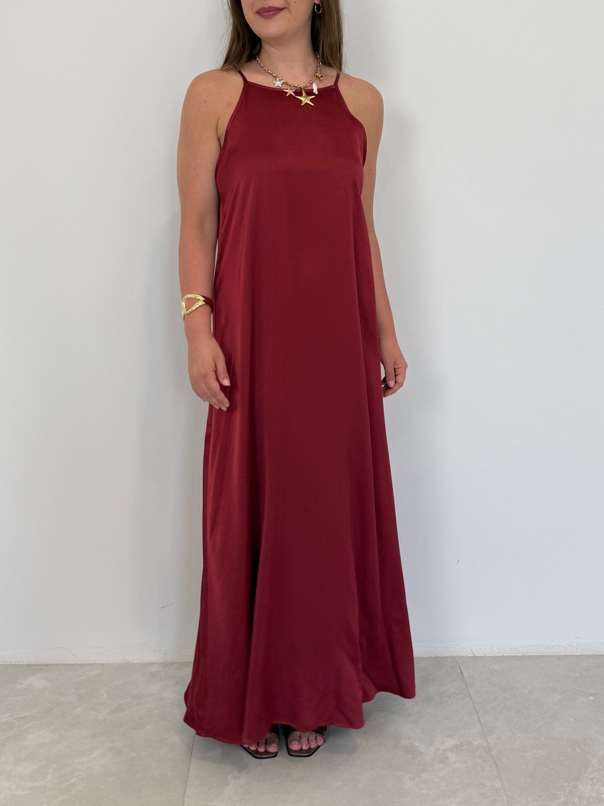 Haveone - Abito scollo quadrato bordeaux