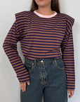 Haveone - Maglia spalline righe viola