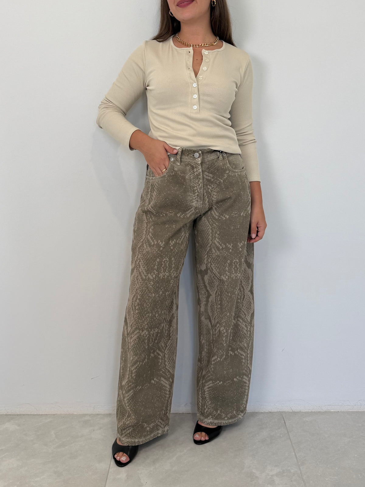 Haveone - Jeans bella stampa pitonata