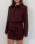 Tensione In - Abito stile camicia con manica svasata vino