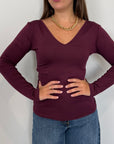 SusyMix - Maglia doppia scollo V bordeaux