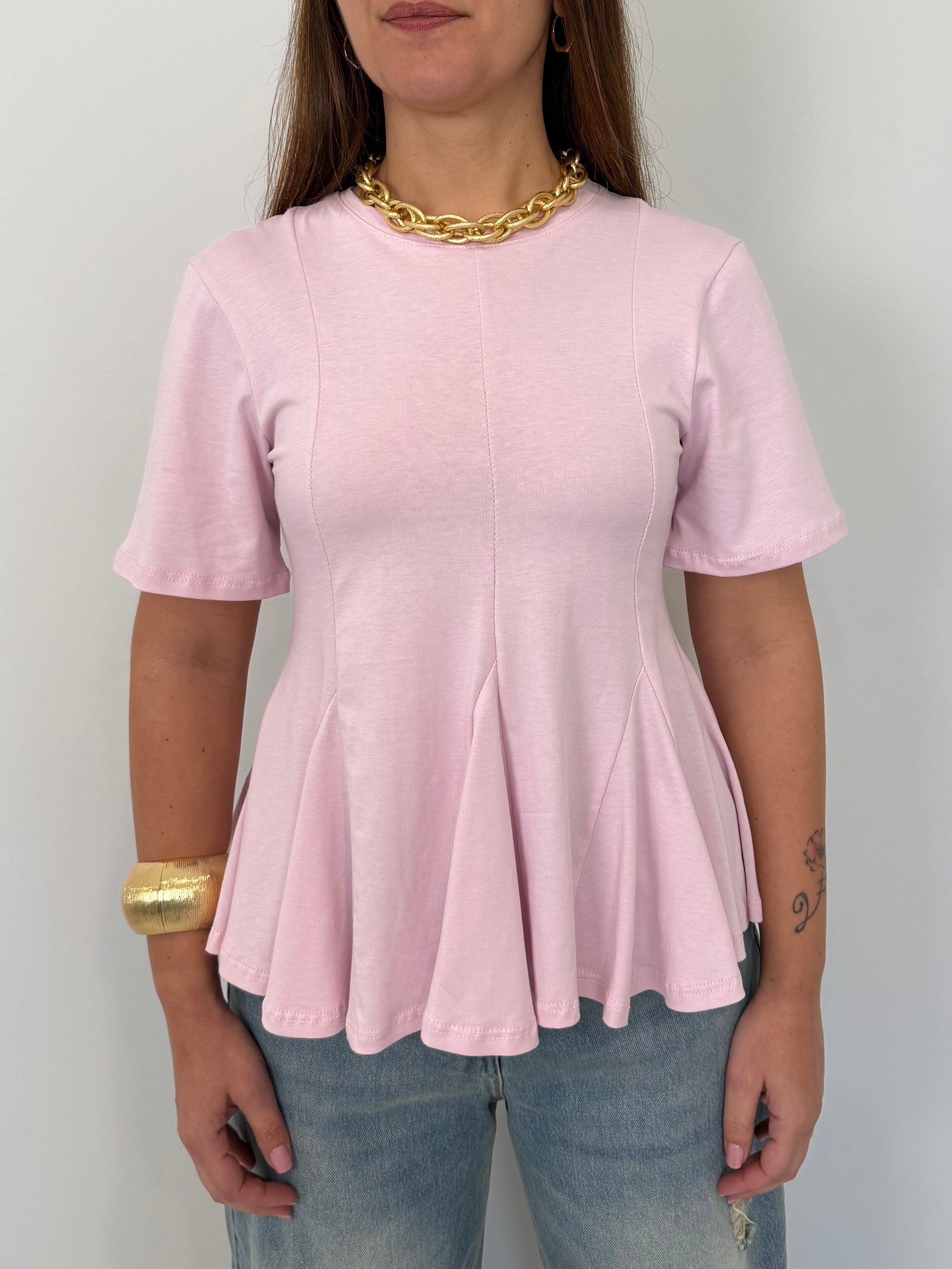 Haveone - T-shirt godet rosa