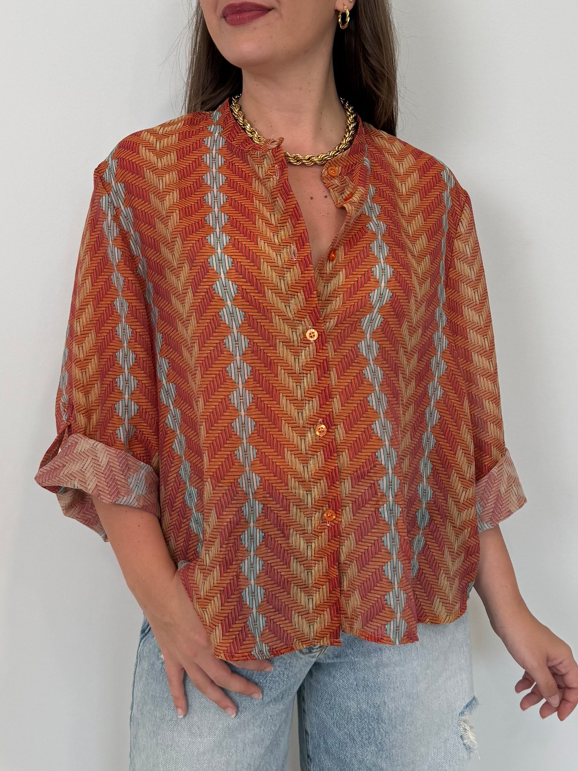 Haveone - Camicia con trama intreccio