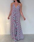 SusyMix - Abito fazzoletto righe azzurro e viola