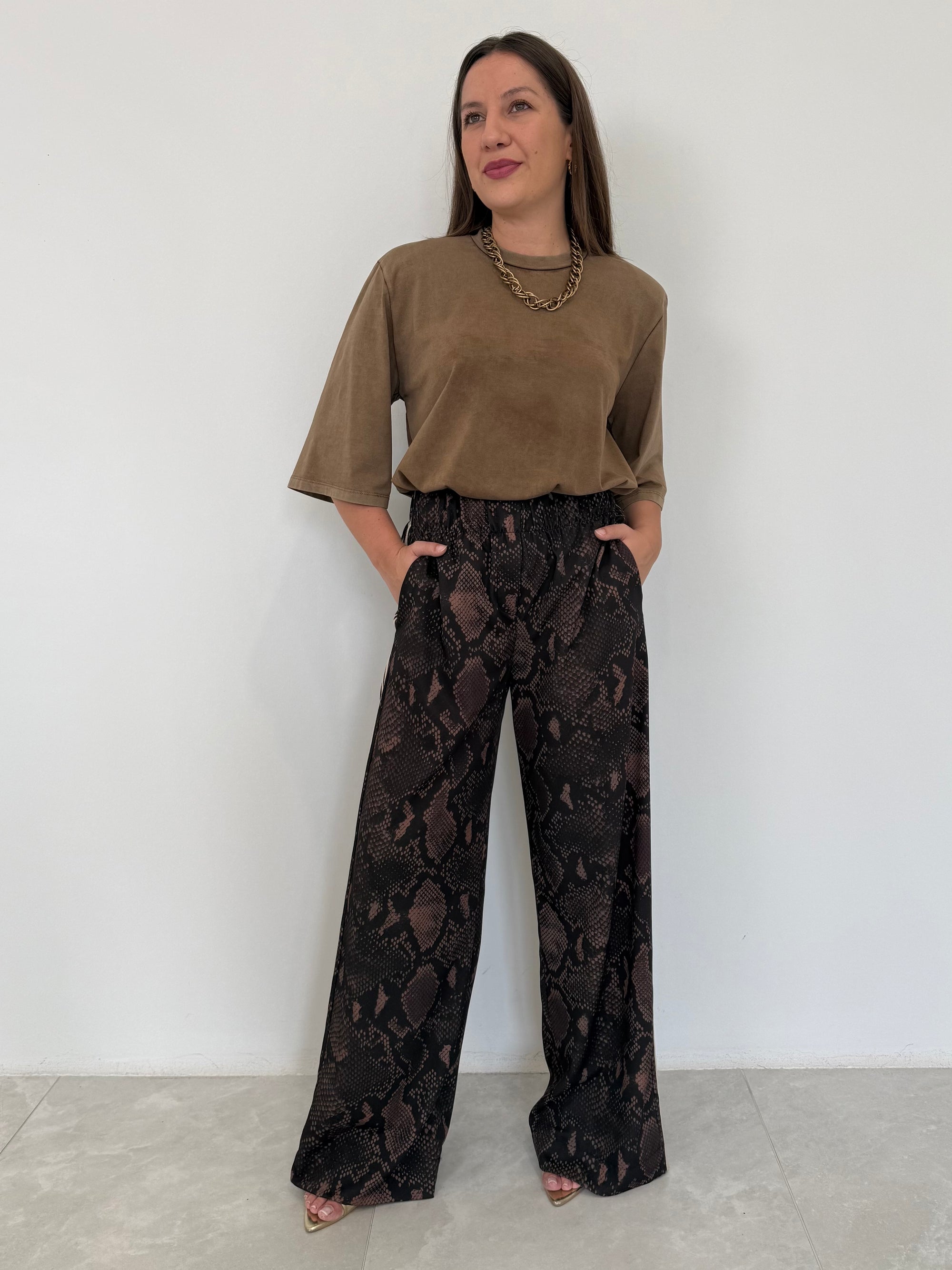 SusyMix - Pantalone animalier con bande