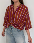 Tensione - Camicia righe tabacco magenta