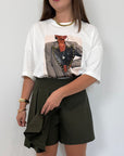 Haveone - Gonna con short pieghe verde