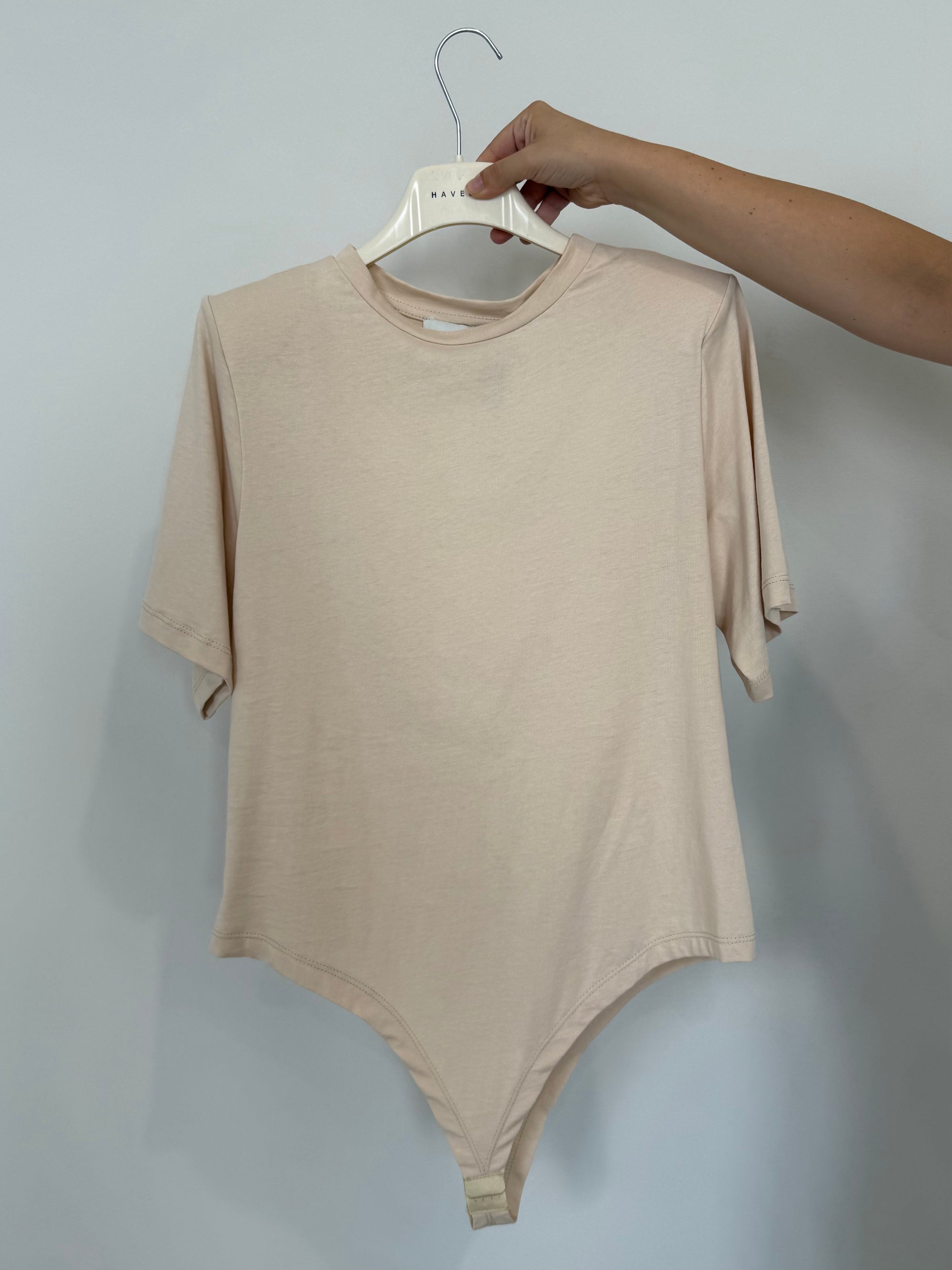Haveone - T-shirt a body con spalline burro