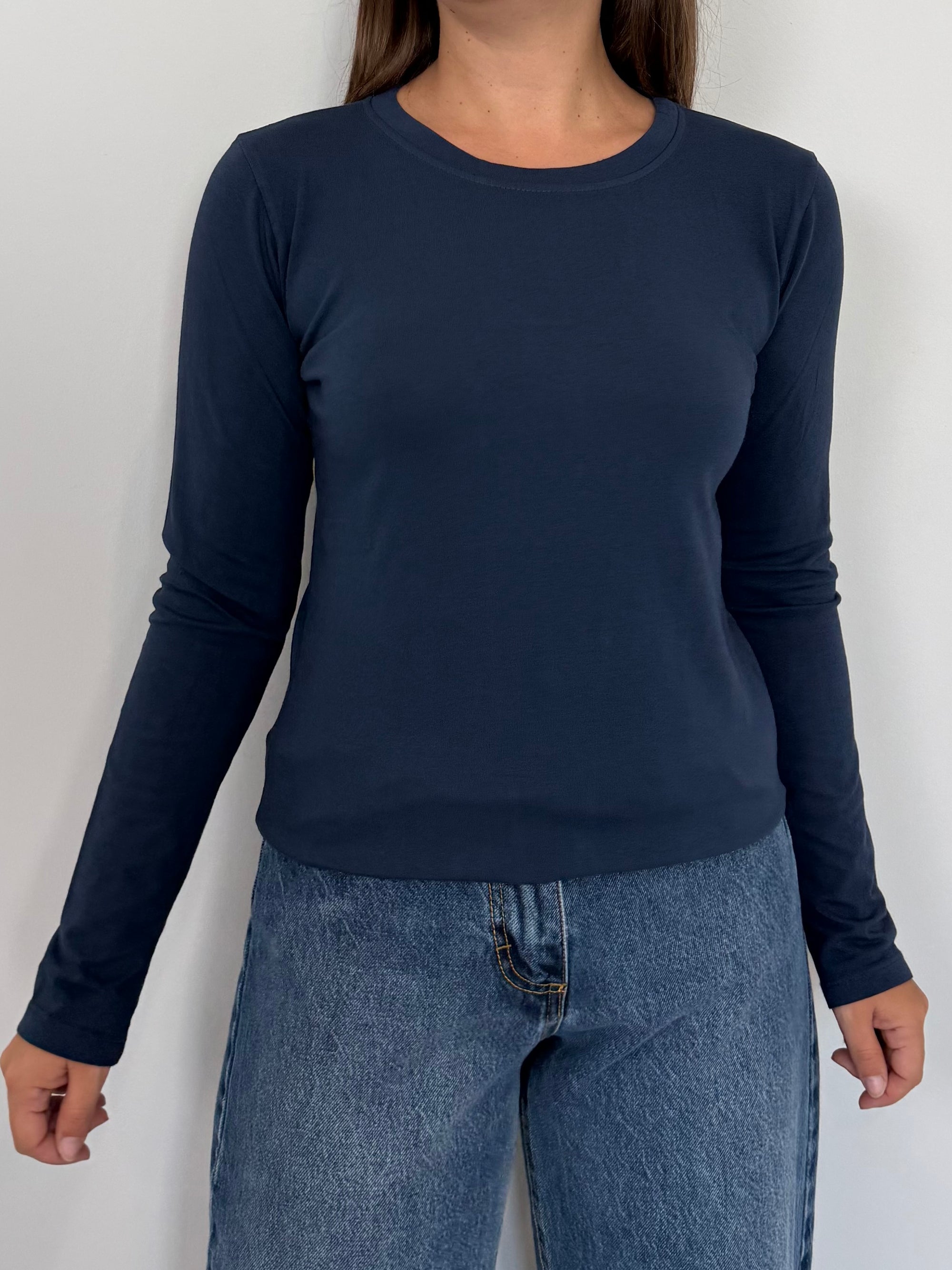 Haveone - Maglia girocollo manica lunga blu