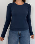 Haveone - Maglia girocollo manica lunga blu