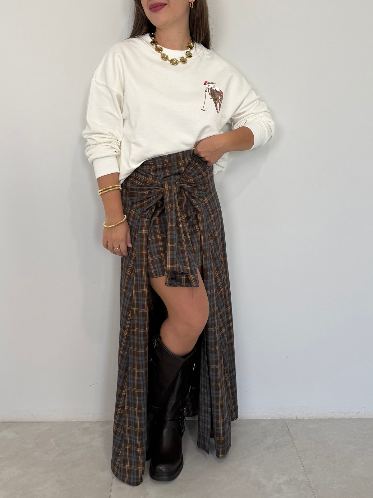Haveone - Gonna lunga con maniche camicia moro