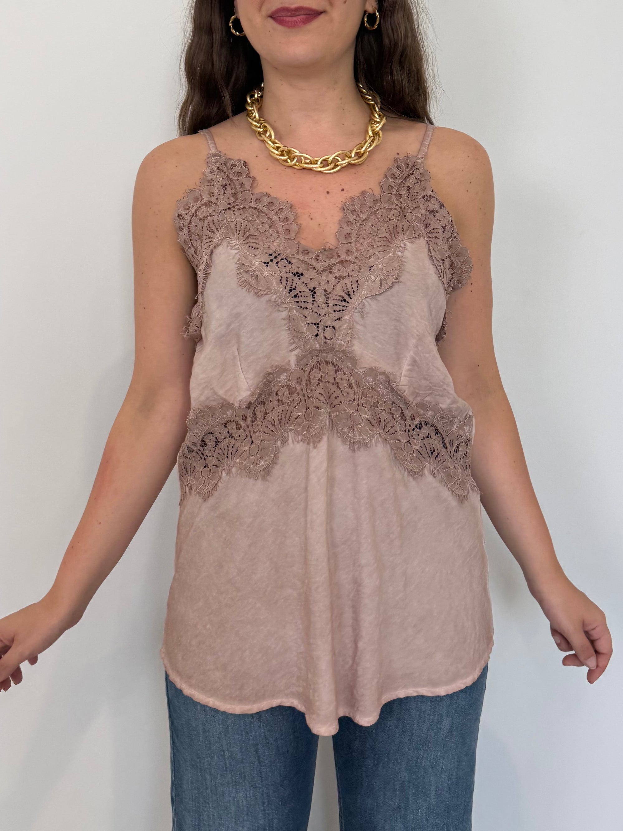 Haveone - Canotta lingerie rosa antico