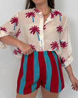 Haveone - Short rigato ottanio