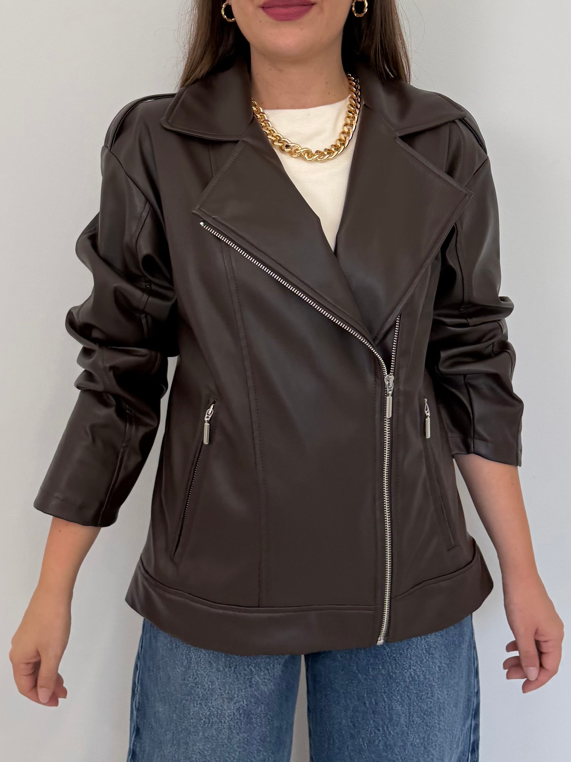 Haveone - Bomber in ecopelle liscia