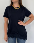 Tensione In - T-shirt con inserto pizzo blu