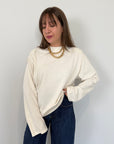 Haveone - Maglia over con spalline burro