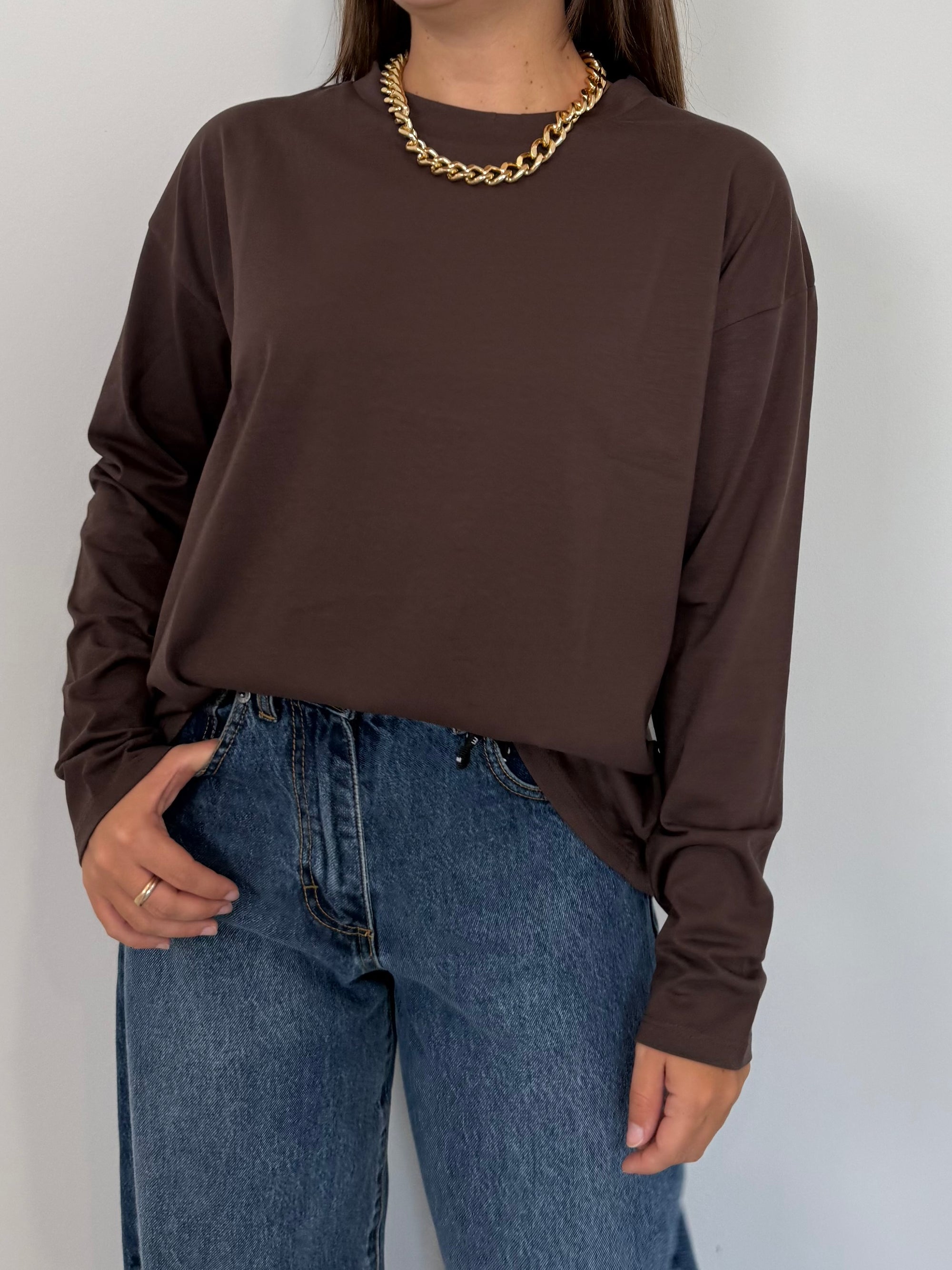 SusyMix - Maglia scatola manica lunga moro