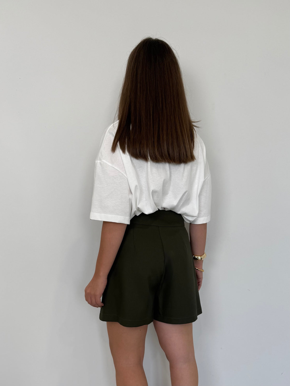 Haveone - Gonna con short pieghe verde