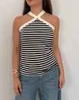 SusyMix - Canotta laccio righe nera