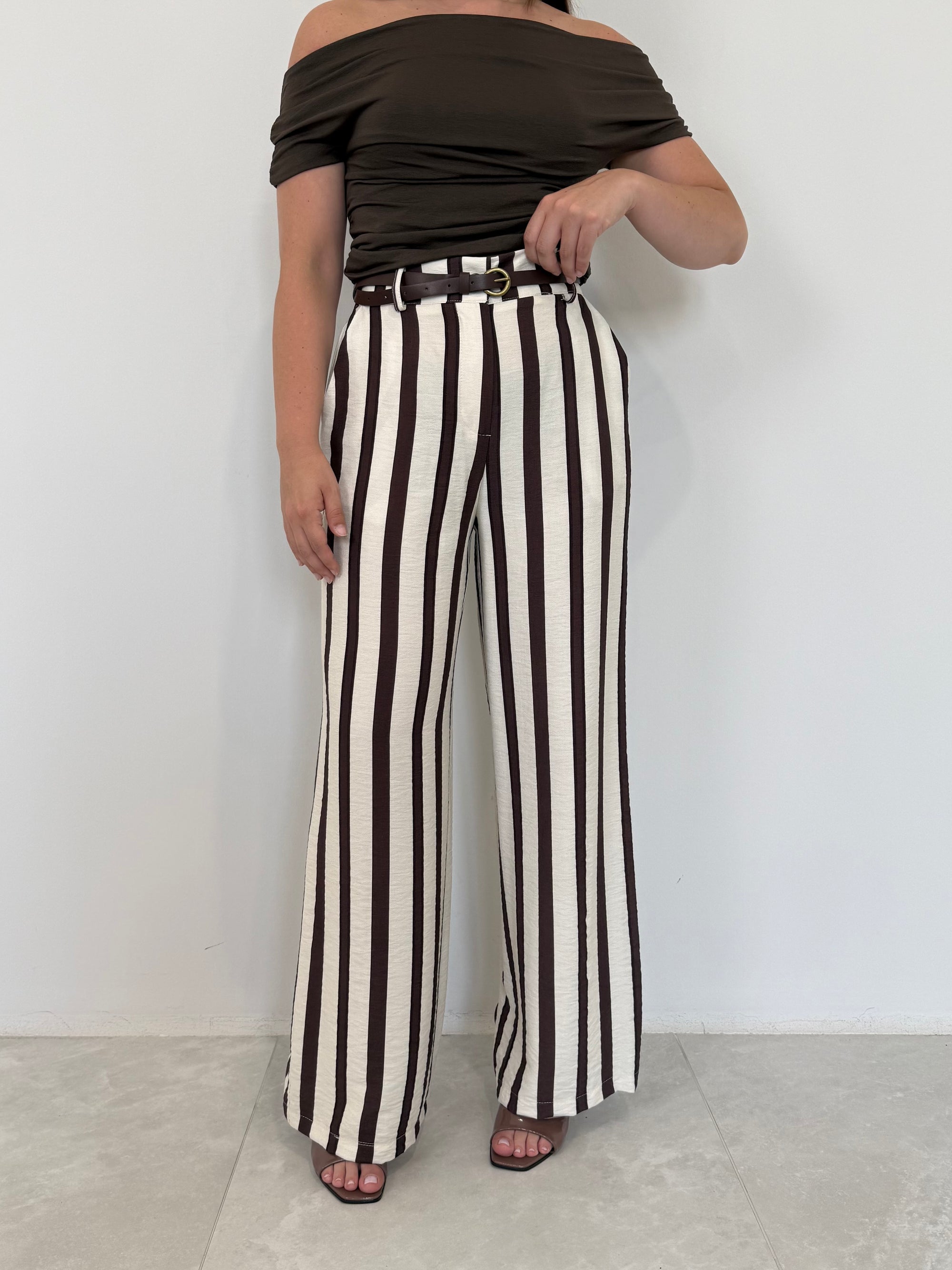 Haveone - Pantalone rigato moro