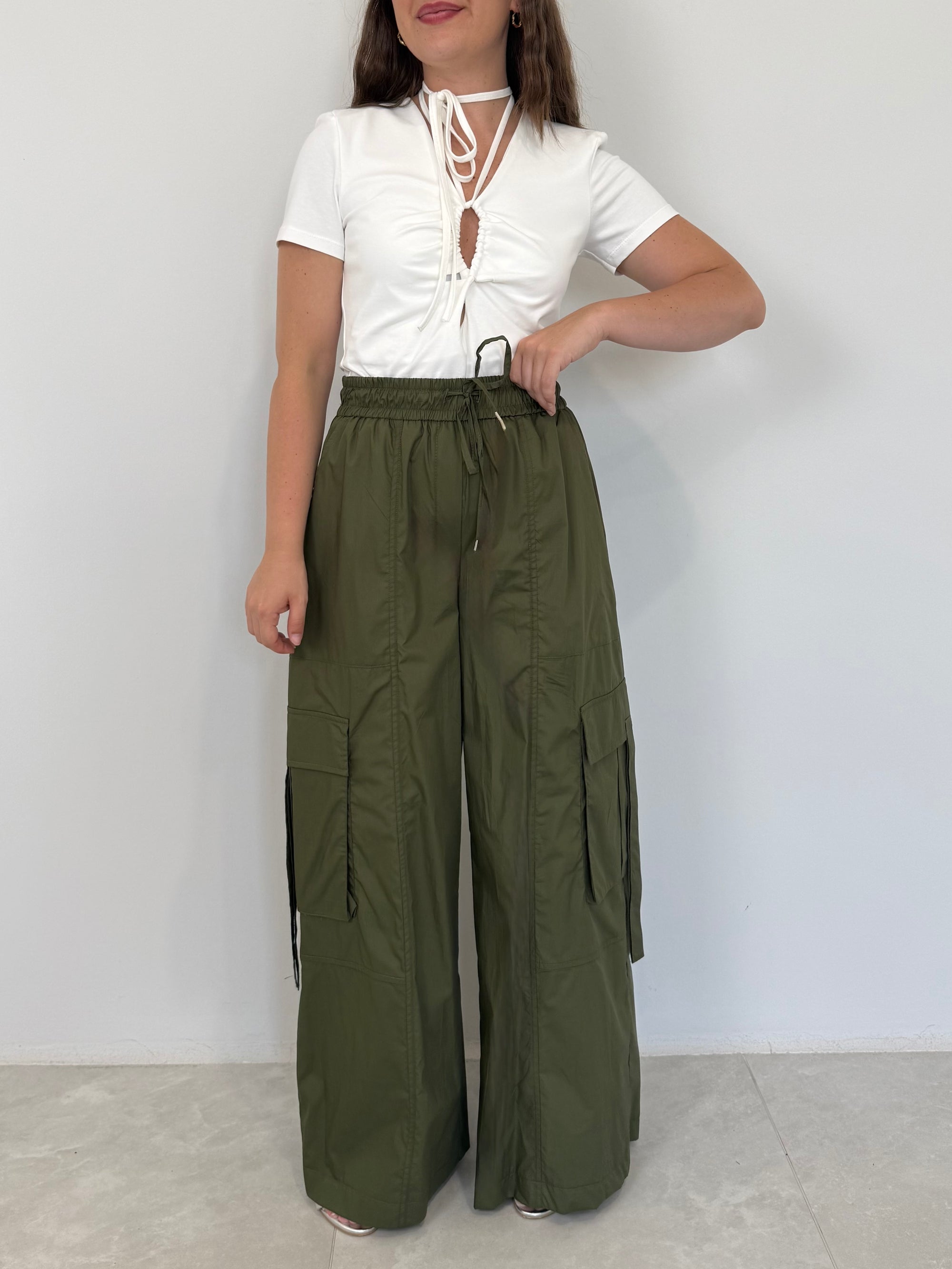 Tensione In - Pantalone cargo paracute verde