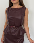SusyMix - Top godet in similpelle burgundy